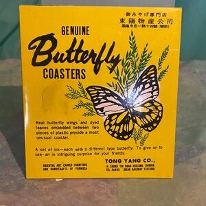 Genuine Butterfly Coasters Set Antique Vintage Tong Yang Formosa